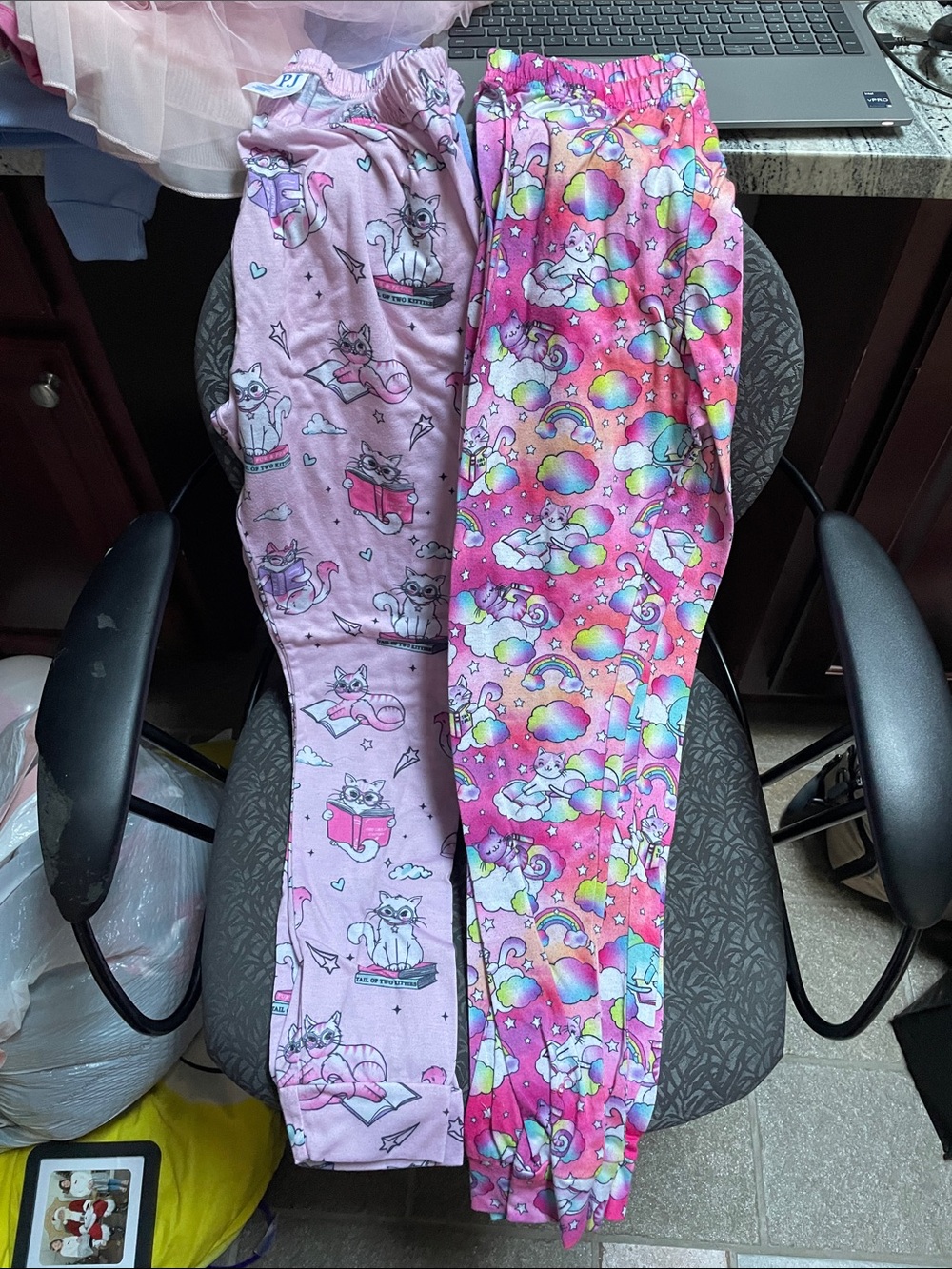 Girls' Pink Cat & Rainbow Pajama Pants - Cozy Sleepwear - Picture 2 of 5